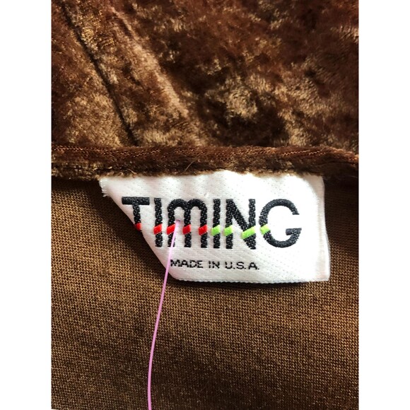 1990s CRUSHED VELVET Long Sleeve Dark Brown TIMING Maxi Dress. Small-Medium - Picture 9 of 9